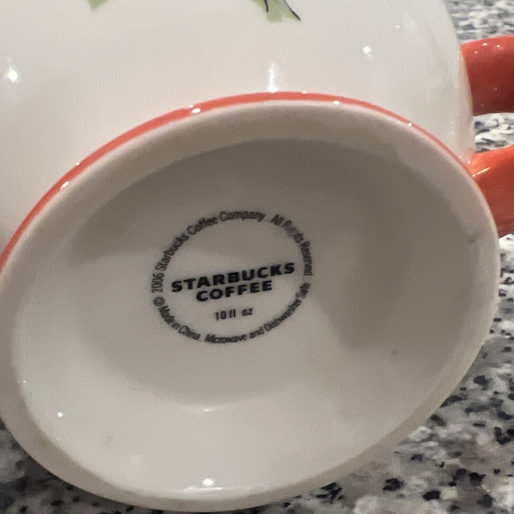 2006 Starbucks Pair of Tea Cups/ Mugs Nuturing 10oz green & orange Uplifting cup - Picture 13 of 13